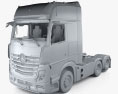 Mercedes-Benz Actros Camion Tracteur 3 essieux avec Intérieur 2024 Modèle 3d clay render