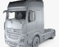 Mercedes-Benz Actros Camión Tractor 2 ejes con interior 2024 Modelo 3D clay render