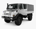 Mercedes-Benz Unimog U4000 Flatbed Canopy Truck with HQ interior 2000 3D 모델 
