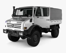 Mercedes-Benz Unimog U4000 Flatbed Canopy Truck with HQ interior 2000 3D model