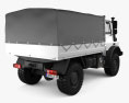 Mercedes-Benz Unimog U4000 Flatbed Canopy Truck with HQ interior 2000 3D模型 后视图