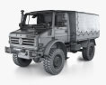 Mercedes-Benz Unimog U4000 Flatbed Canopy Truck with HQ interior 2000 3Dモデル wire render