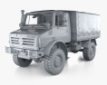 Mercedes-Benz Unimog U4000 Flatbed Canopy Truck with HQ interior 2000 Modèle 3d clay render