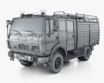 Mercedes-Benz 1222 消防車 1989 3Dモデル wire render