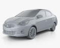 Mitsubishi Attrage 2016 3D модель clay render