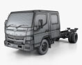Mitsubishi Fuso Canter (815) Wide Crew Cab Вантажівка шасі з детальним інтер'єром 2019 3D модель wire render
