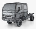 Mitsubishi Fuso Canter (FG) Wide Crew Cab Вантажівка шасі з детальним інтер'єром 2019 3D модель wire render