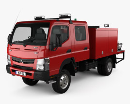 3D model of Mitsubishi Fuso Canter (FG) Wide Crew Cab Fire Truck 2019