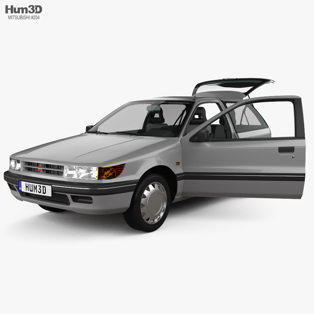 Mitsubishi Colt 3-door with HQ interior 1991 3D model