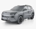 Moskvitch 3 2024 3D-Modell wire render