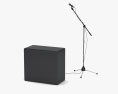 Microphone with Holder and Guitar Amplifier 3d model