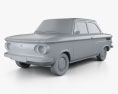 NSU Prinz 1000 1961 3d model clay render
