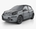 Nissan Micra (March) 2011 3d model wire render