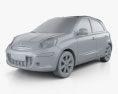 Nissan Micra (March) 2011 3d model clay render