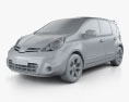 Nissan Note 2013 3D 모델  clay render