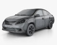 Nissan Versa (Tiida) 세단 2014 3D 모델  wire render