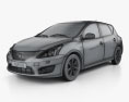 Nissan Tiida 2015 3D模型 wire render