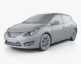 Nissan Tiida 2015 3D 모델  clay render