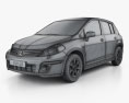 Nissan Tiida (C11) hatchback 2012 Modelo 3d wire render