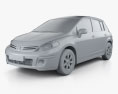 Nissan Tiida (C11) hatchback 2012 Modello 3D clay render