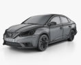 Nissan Sentra SL 인테리어 가 있는 2019 3D 모델  wire render