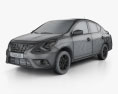 Nissan Versa Sense 2018 3D 모델  wire render