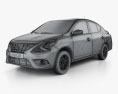 Nissan Versa Sense 인테리어 가 있는 2018 3D 모델  wire render