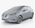 Nissan Micra 2019 3D модель clay render