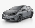 Nissan Leaf 2021 3D模型 wire render