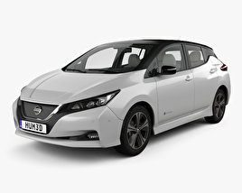 Nissan Leaf with HQ interior 2021 3D model