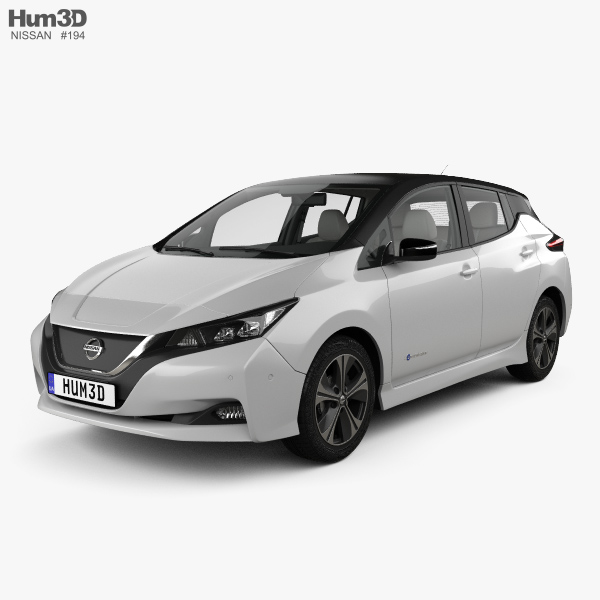 Nissan Leaf з детальним інтер'єром 2021 3D модель