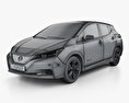 Nissan Leaf с детальным интерьером 2021 3D модель wire render