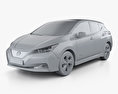 Nissan Leaf с детальным интерьером 2021 3D модель clay render