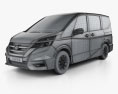 Nissan Serena Highway Star HQインテリアと 2020 3Dモデル wire render