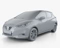 Nissan Micra 인테리어 가 있는 와 엔진이 2019 3D 모델  clay render