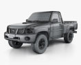 Nissan Patrol pickup HQインテリアと 2019 3Dモデル wire render