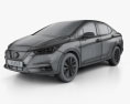 Nissan Versa SR 세단 2022 3D 모델  wire render
