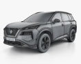 Nissan Rogue Platinum 2023 3D 모델  wire render