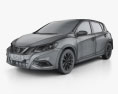 Nissan Tiida 2024 3D-Modell wire render