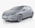 Nissan Tiida 2024 3d model clay render