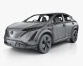 Nissan Ariya e-4orce JP-spec HQインテリアと 2020 3Dモデル wire render