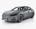 Nissan Sentra SR HQインテリアと 2023 3Dモデル wire render