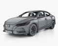 Nissan Sentra SL インテリアと 2023 3Dモデル wire render