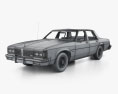 Oldsmobile Delta 88 sedan Royale with HQ interior and engine 1988 3d model wire render