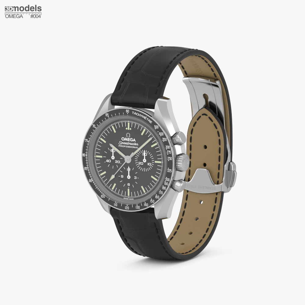 Omega Speedmaster Moonwatch Professional Brown Leather Strap 3Dモデル