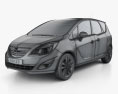 Opel Meriva B 2012 3D模型 wire render