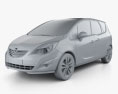 Opel Meriva B 2012 3D-Modell clay render