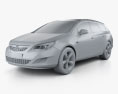 Opel Astra J Tourer 2011 3d model clay render