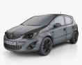 Opel Corsa D 5ドア 2011 3Dモデル wire render