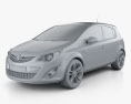 Opel Corsa D 5-Türer 2011 3D-Modell clay render